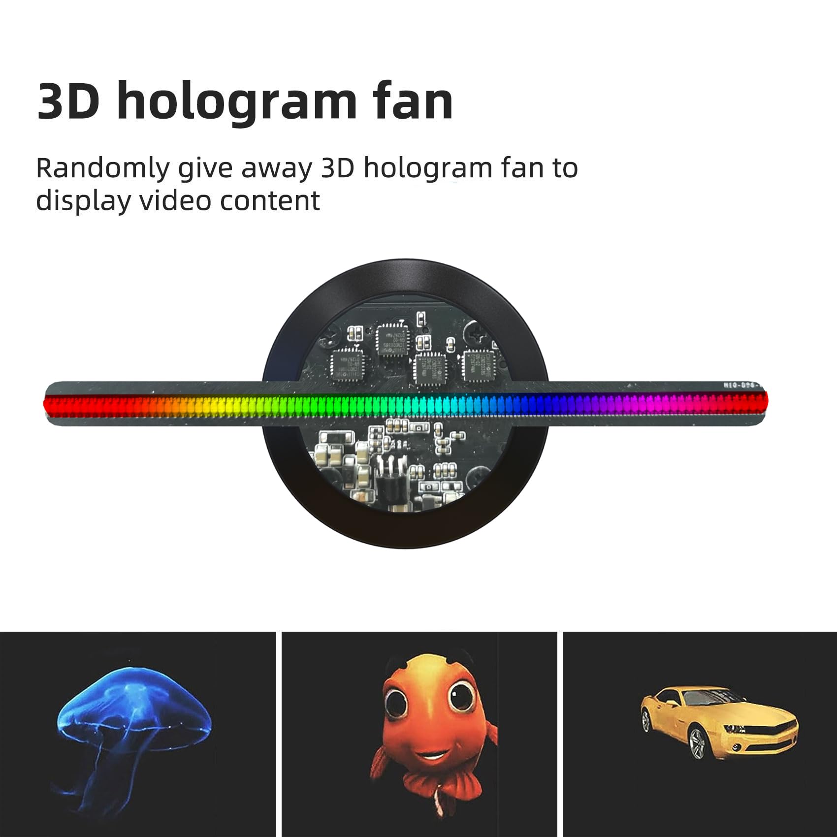 3D Hologram Fan,4.3 Inch Picture Fan Spinner With Bluetooth +Remote ,Hologram Projector Hd Led With 700 Video Library ,Holograph